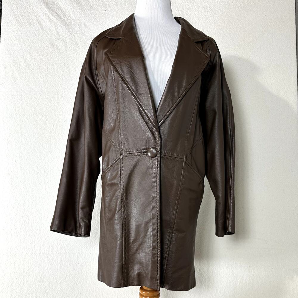 1970's Onde Brown Leather Jacket Vintage Size Medium  Casual